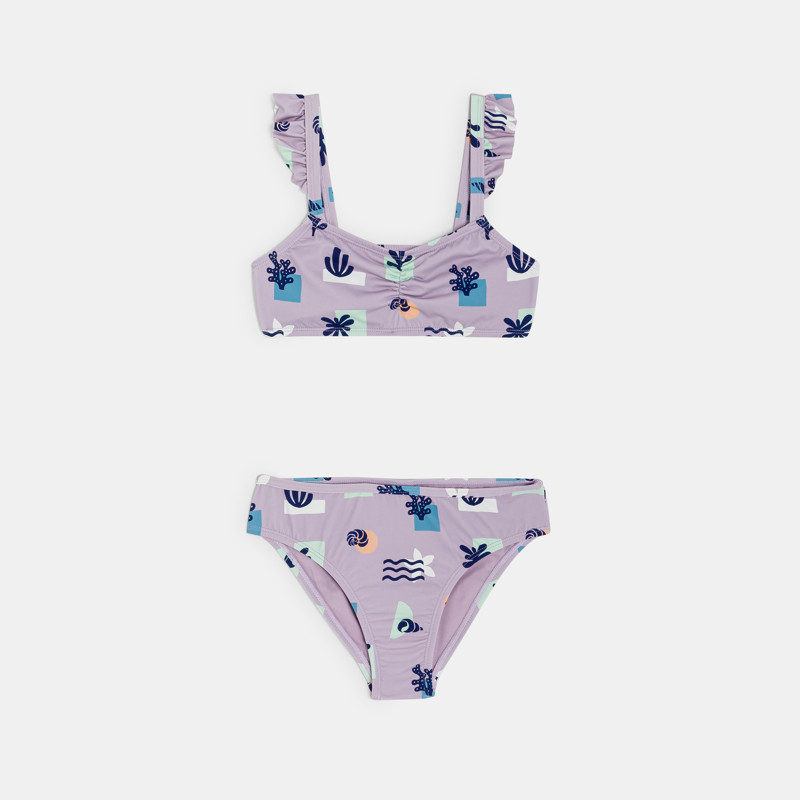 Blasslila Bikini mit Aufdruck für Mädchen