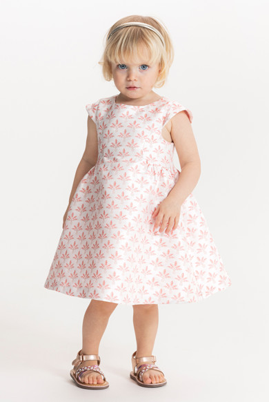 Baby girl's pink palm tree jacquard dress Okaïdi & Obaïbi