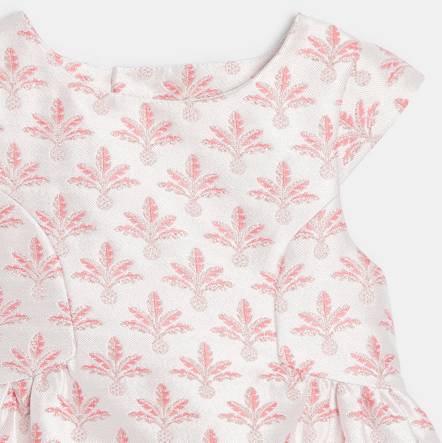 Robe jacquard palmiers rose bébé fille