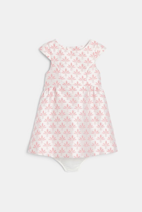 Rosa Kleid aus Jacquard mit Palmen Kleinkind Mädchen 1