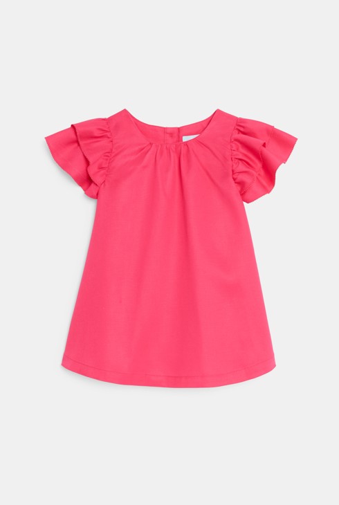 Baby girl's pink dress with ruffled sleeves 2