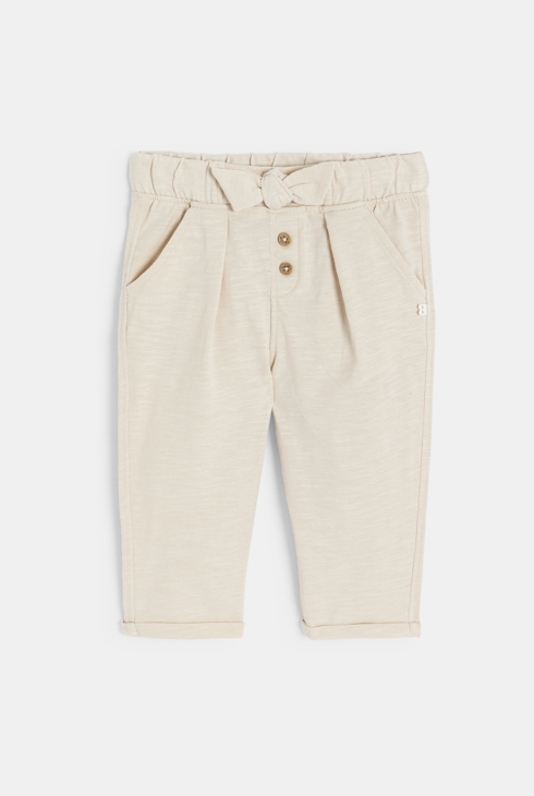 Fließende beige Hose aus Baumwolljersey Kleinkind Mädchen 1