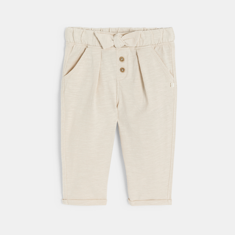 Fließende beige Hose aus Baumwolljersey Kleinkind Mädchen