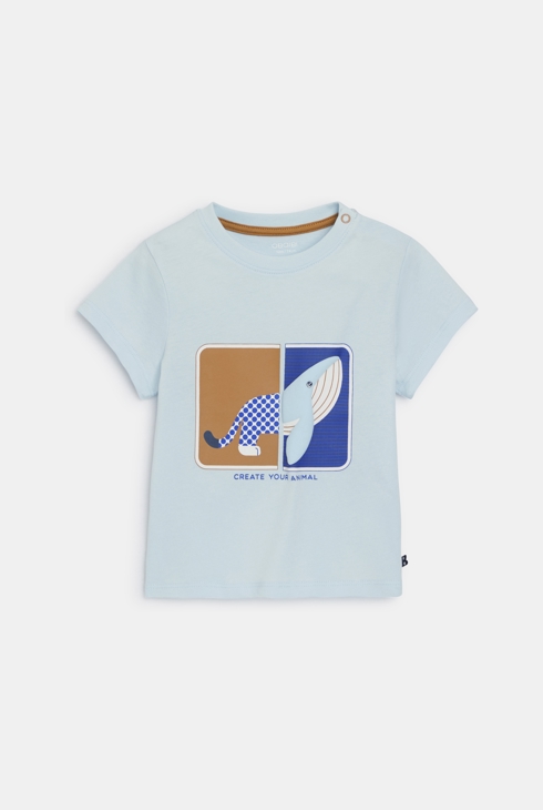 Modisches T-Shirt Tiere blau Kleinkind Junge