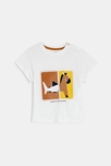 T-shirt ludique animaux blanc bébé garçon
