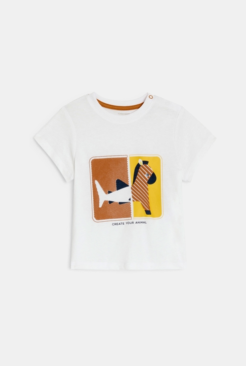 Modisches T-Shirt Tiere weiß Kleinkind Junge