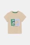 T-shirt ludique animaux beige bébé garçon