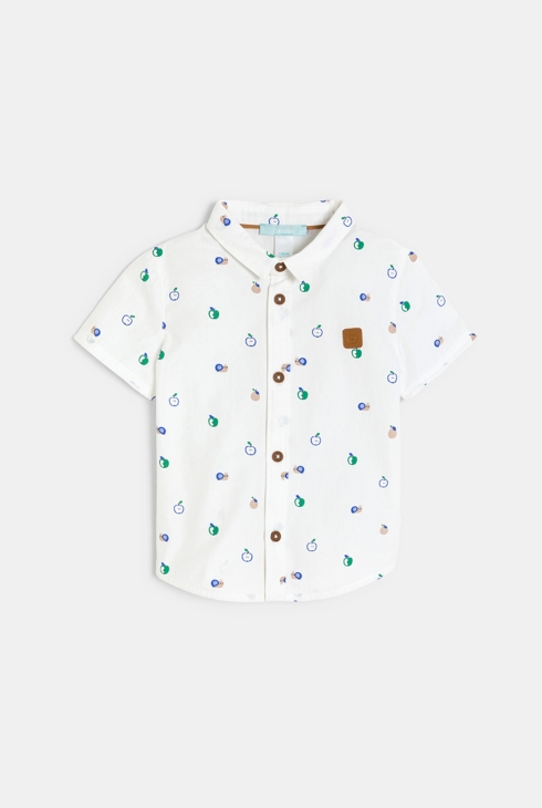 Chemise manches courtes imprimée blanc bébé garçon