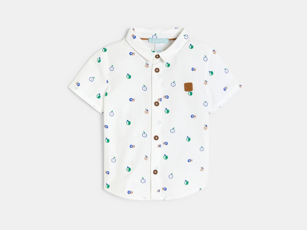 Camisa de màniga curta estampada blanca bebè nen 1