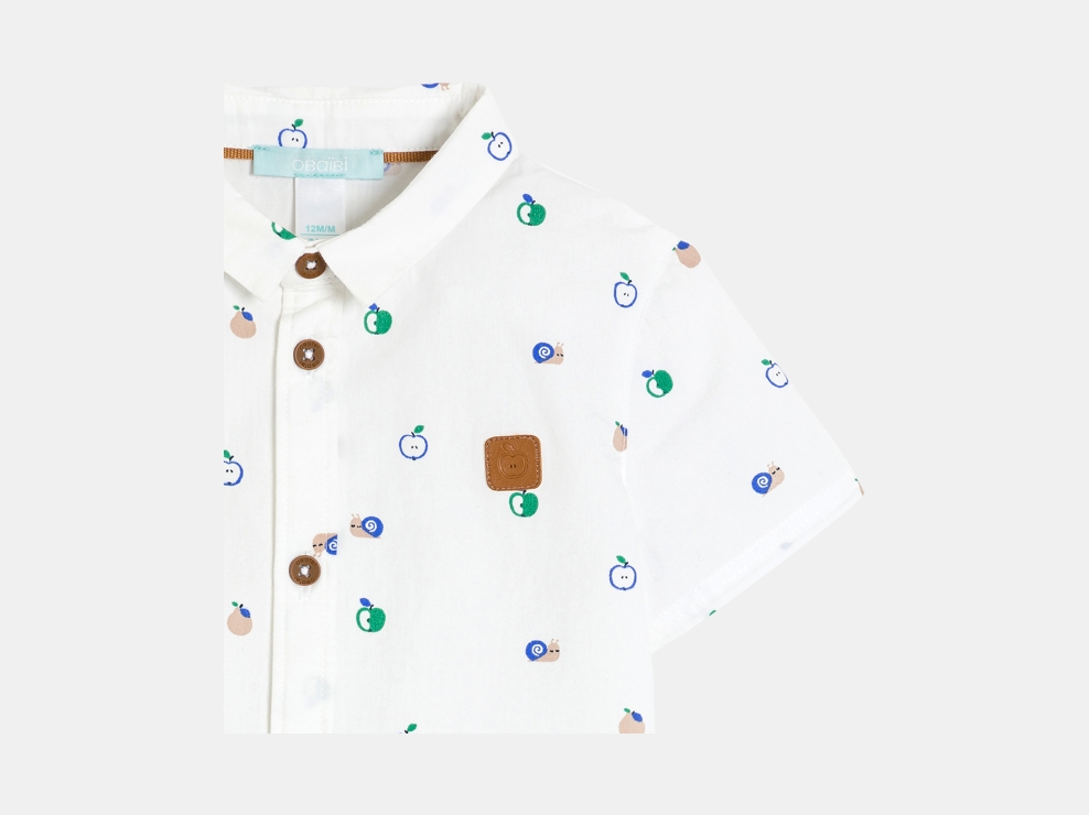 Camisa de màniga curta estampada blanca bebè nen 2