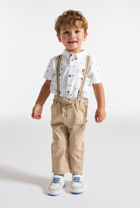 Bedrucktes weißes Hemd mit kurzen Ärmeln Kleinkind Junge 1