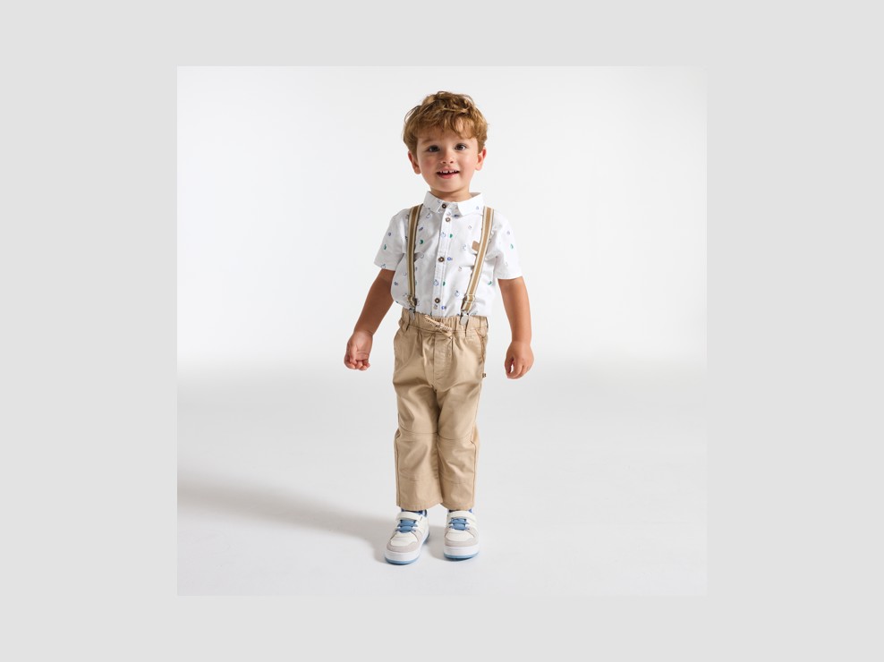 Chemise manches courtes imprimée blanc bébé garçon 1