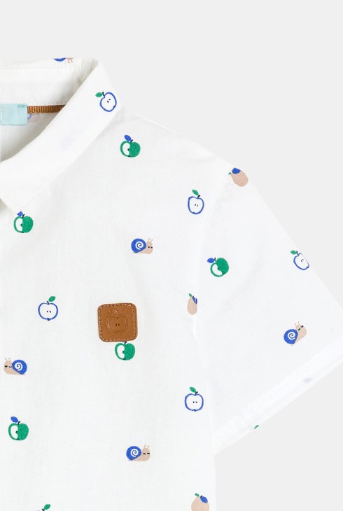 Chemise manches courtes imprimée blanc bébé garçon