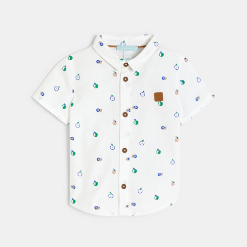 Chemise Manches Courtes Imprimée Blanc Bébé Garçon - Imprimé Blanc - 3M - OBAIBI