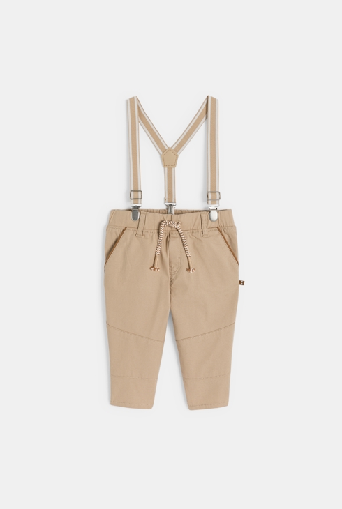 Pantalon à bretelles beige bébé garçon 1