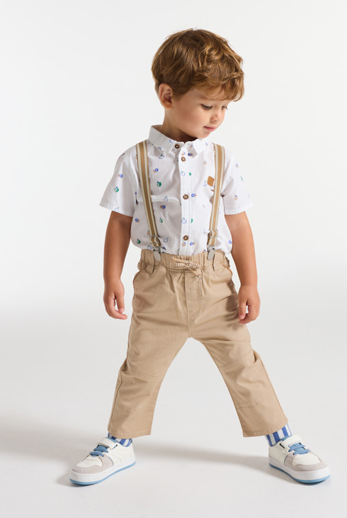 Hose mit Trägern beige Kleinkind Junge 1