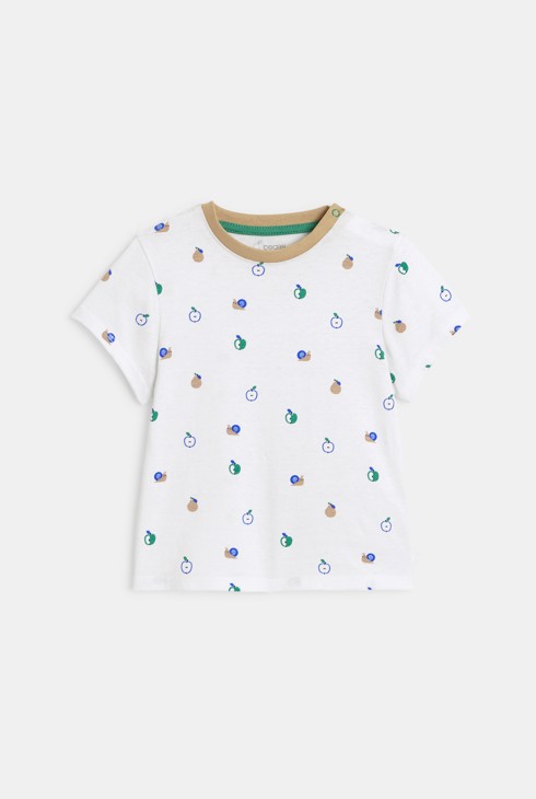 Bermuda à bretelles et t-shirt beige bébé garçon 2