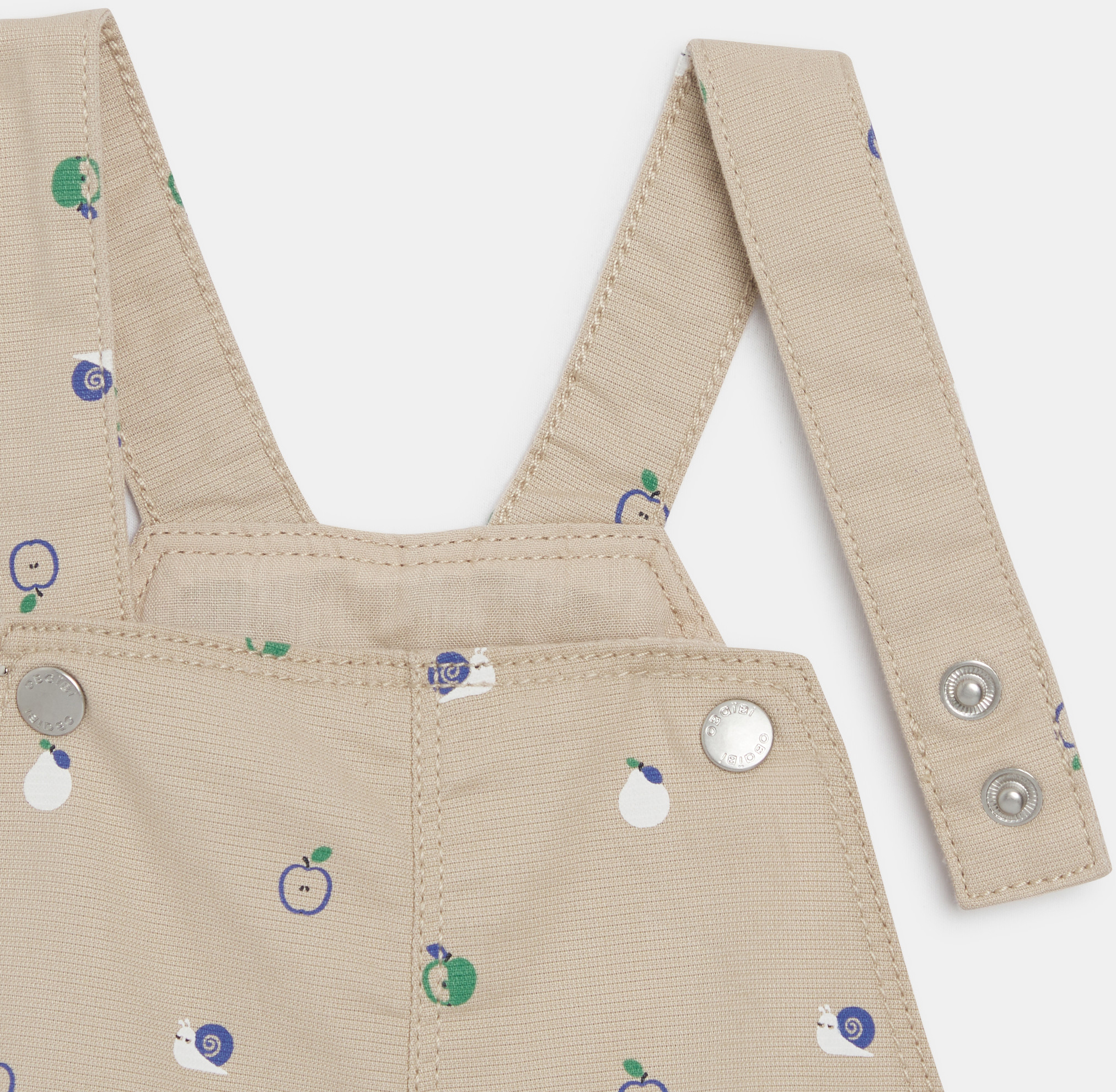 Salopette courte fruits gris bébé garçon