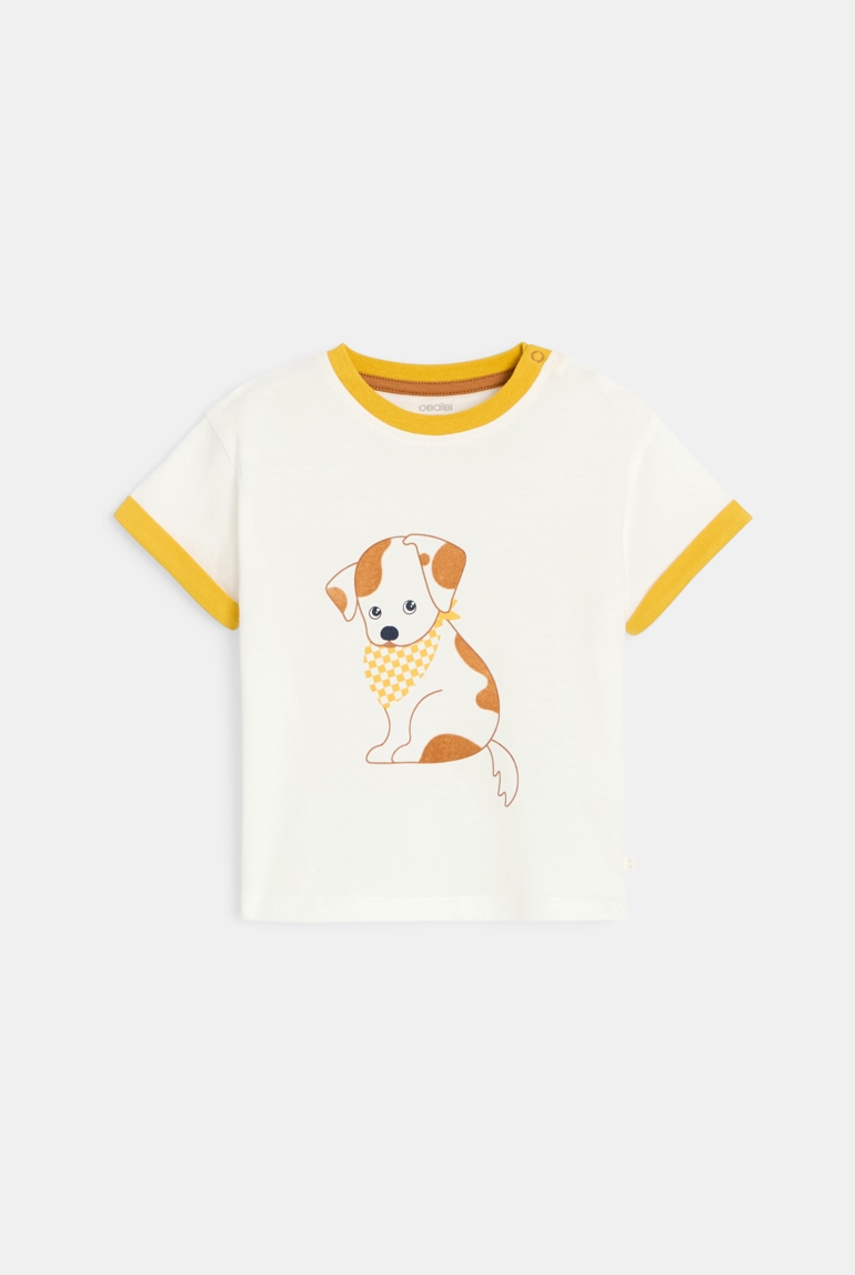 T-shirt chien jaune bébé garçon 1