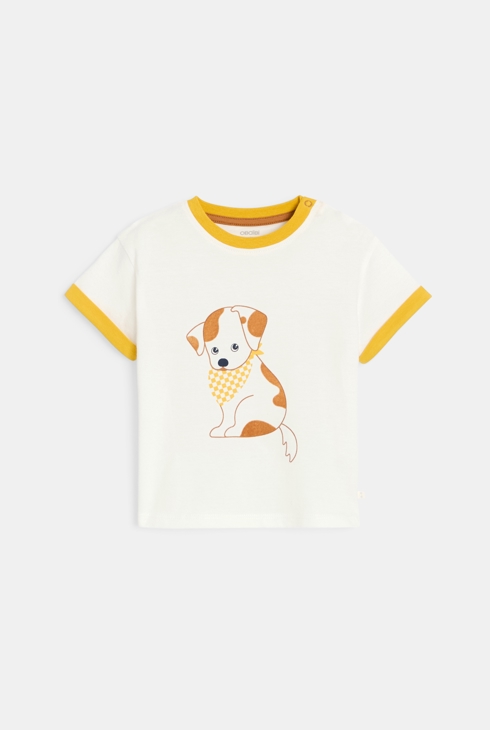 T-shirt chien jaune bébé garçon 1