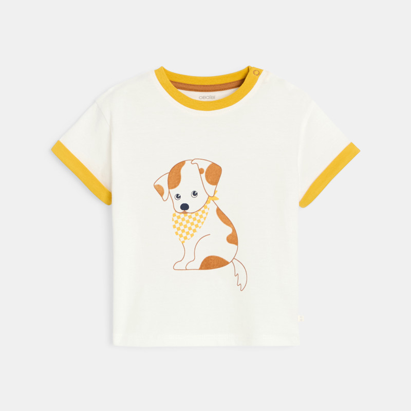 Gelbes T-Shirt mit Hund Kleinkind Junge