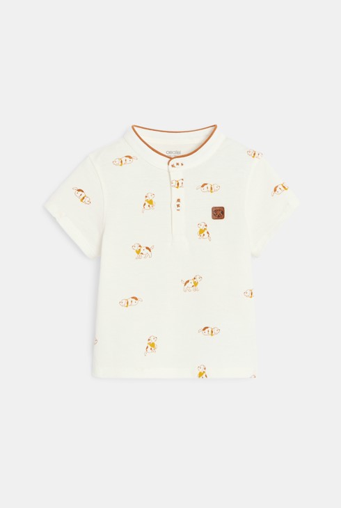 Gelbes Poloshirt gesteppter Stoff Hund Kleinkind Junge 2