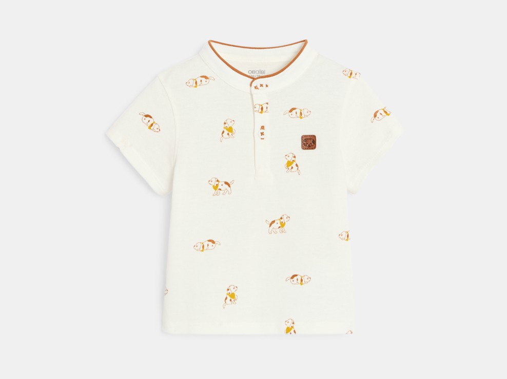 Gelbes Poloshirt gesteppter Stoff Hund Kleinkind Junge 2