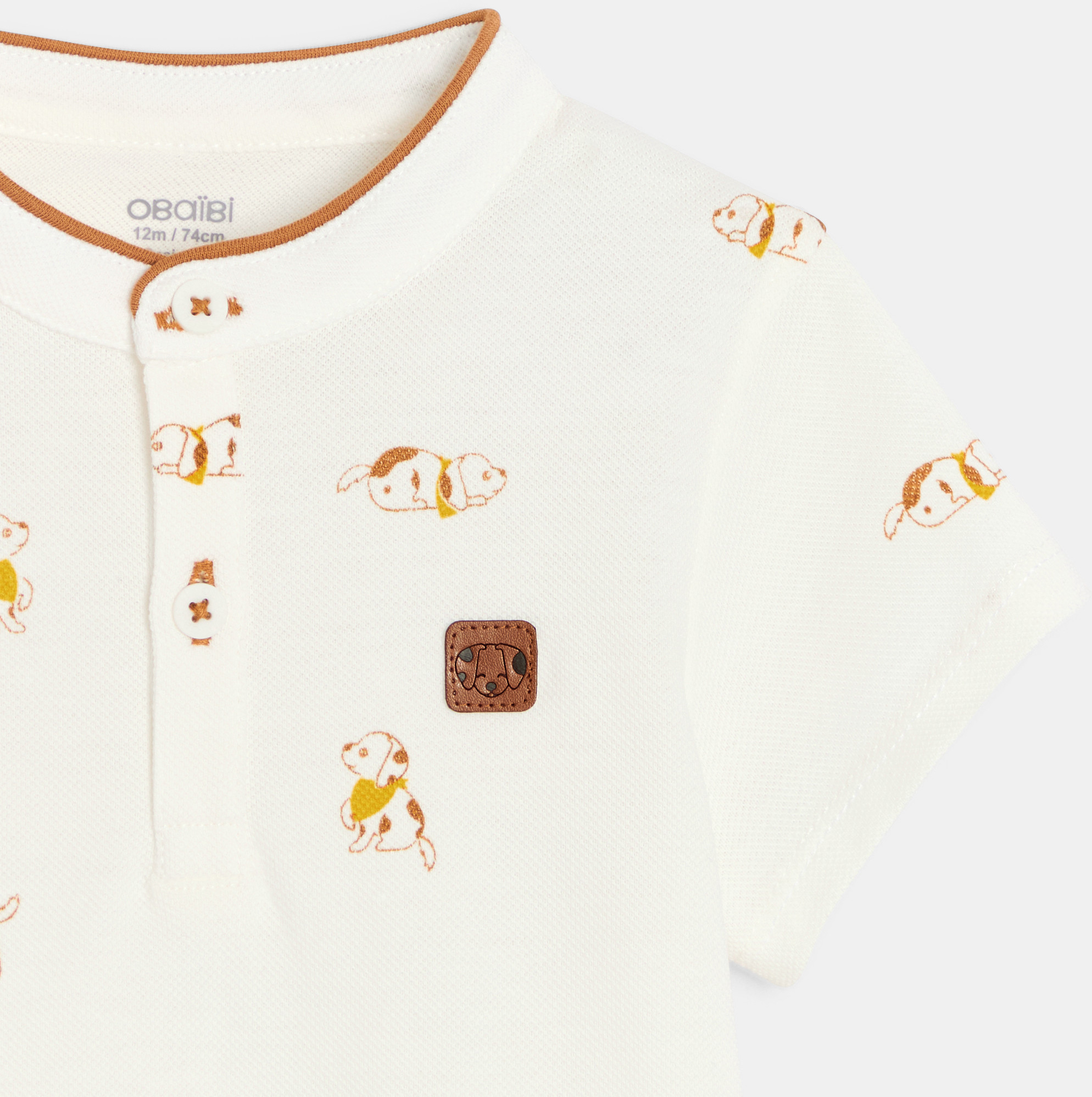 Polo maille piquée chien jaune bébé garçon