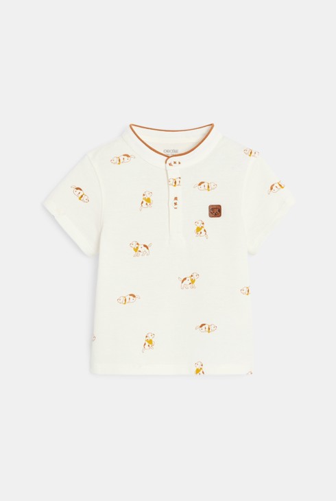 Polo de punt piqué gos groc bebè nen 2