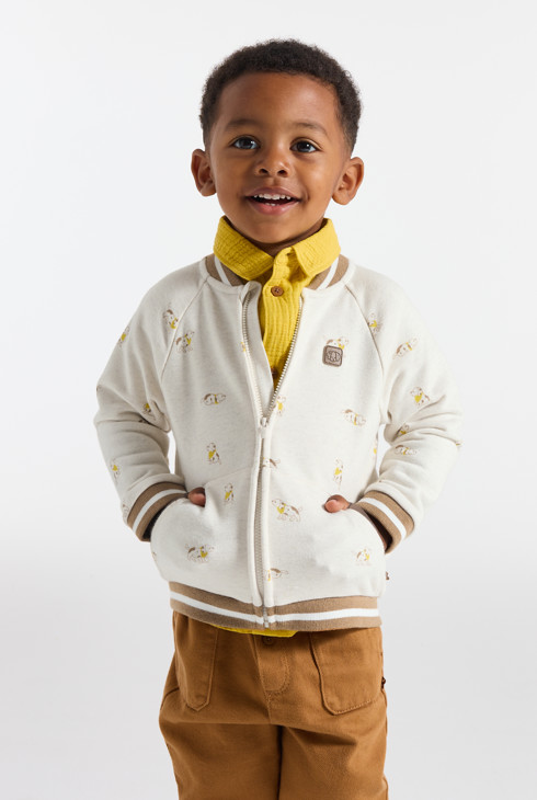 Chaqueta teddy con cremallera muletón perros beige bebé niño 2