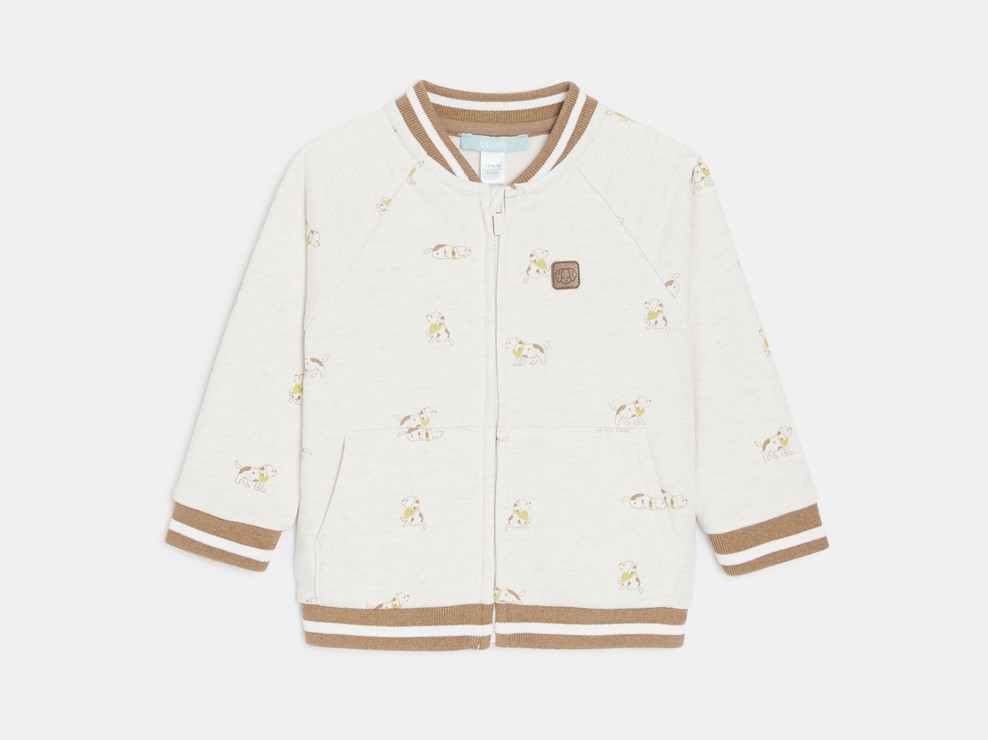 Teddy zippé molleton chiens beige bébé garçon 2