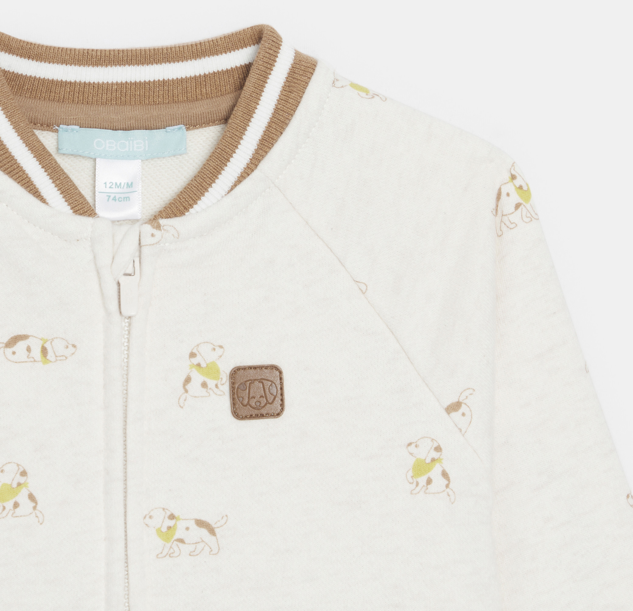 Teddy zippé molleton chiens beige bébé garçon