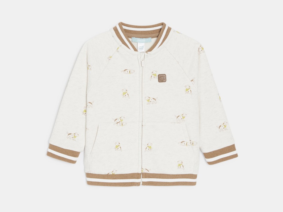 Teddy zippé molleton chiens beige bébé garçon 2