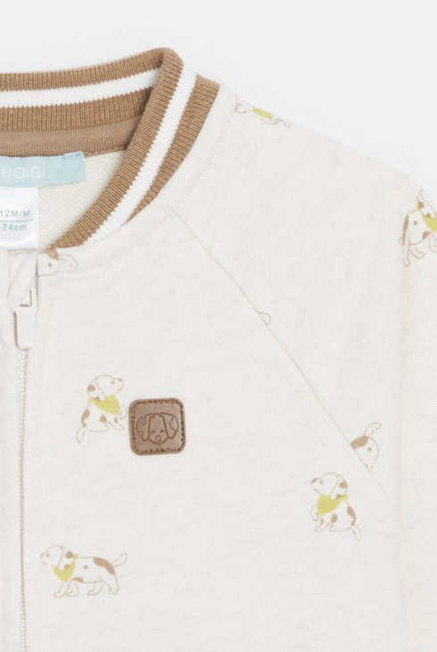 Teddy zippé molleton chiens beige bébé garçon