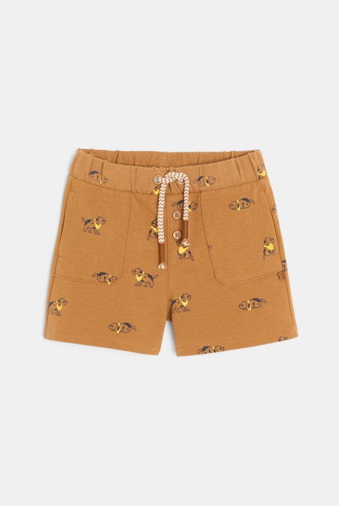 Short coton souple chiens marron bébé garçon 1