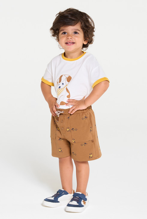 Short algodón flexible perros marrón bebé niño 1