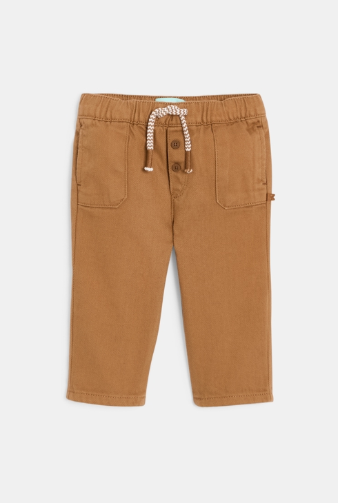 Pantalon coton et lin à poches marron bébé garçon 1