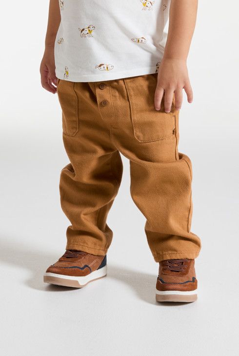 Braune Hose aus Leinen und Baumwolle Kleinkind Junge 2