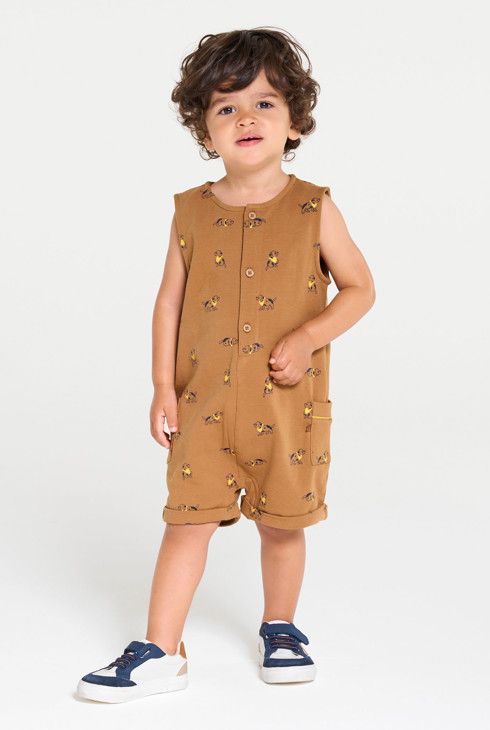 Kurzer brauner Overall Kleinkind Junge 2