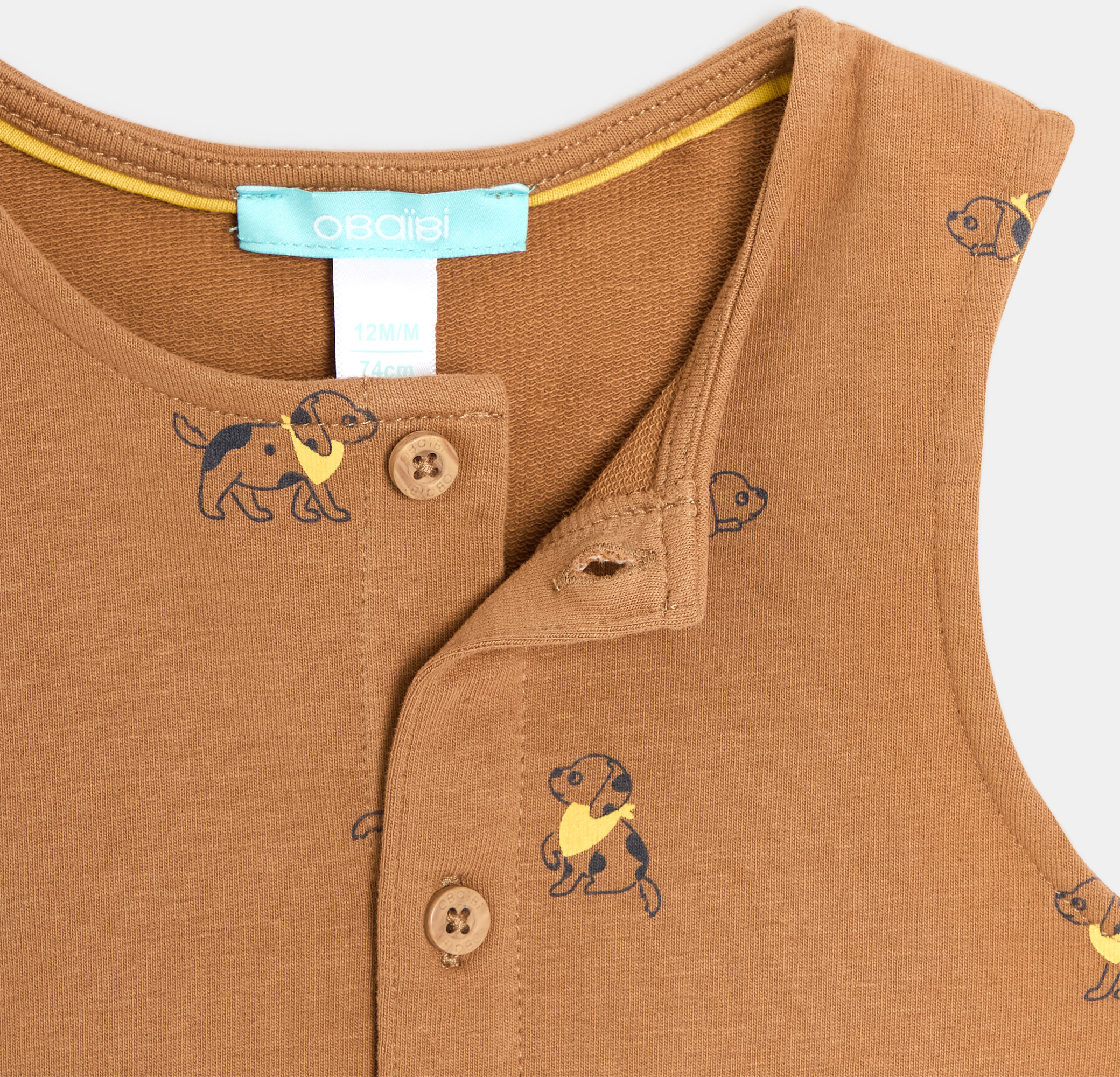 Combi courte chiens marron bébé garçon