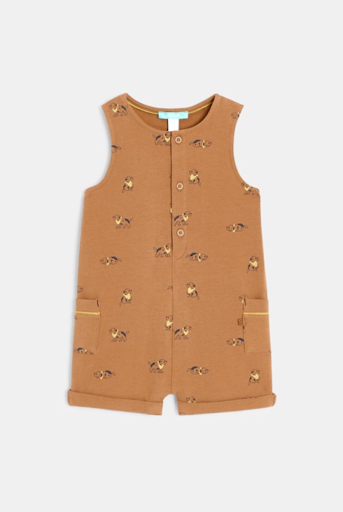 Bruin kort babypakje met hondjes voor babyjongens 1