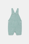 Salopette courte rayée et tee-shirt vert bébé garçon 2