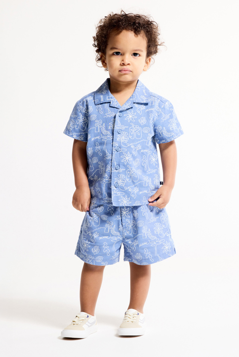 Chemise lin et coton bleu bébé garçon 1
