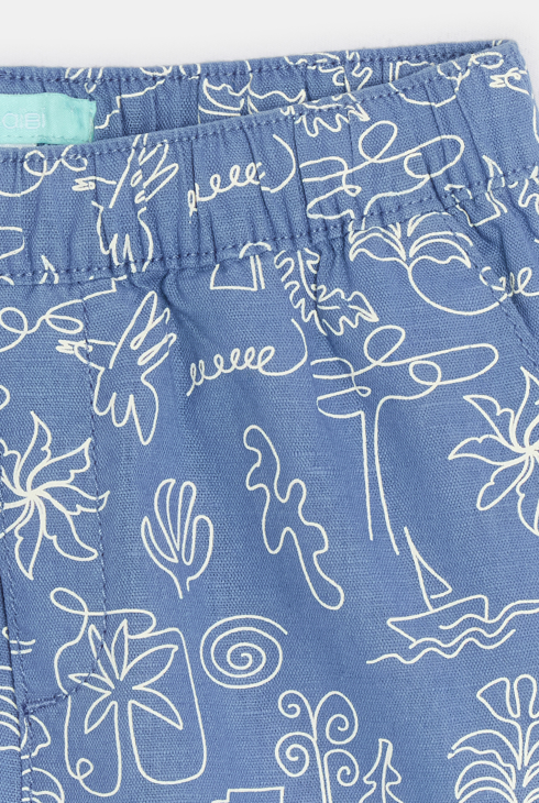 Bermuda lin et coton bleu bébé garçon 2