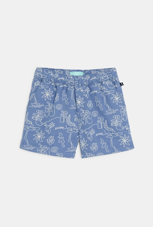 Bermuda lin et coton bleu bébé garçon 1