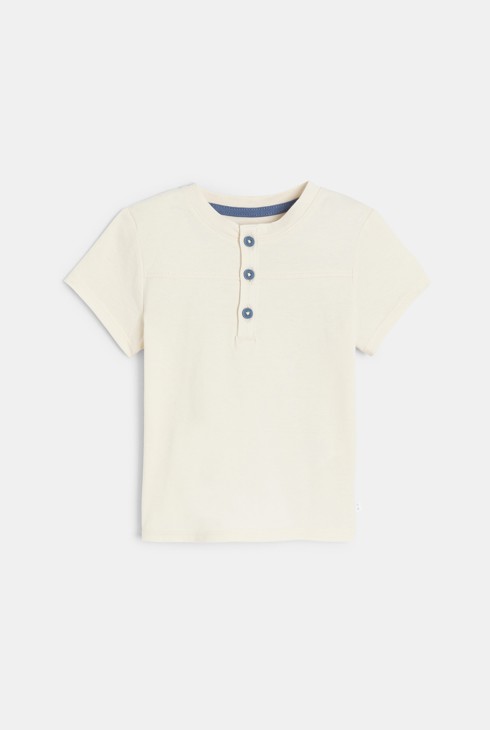 Bermuda à bretelles et t-shirt bleu bébé garçon