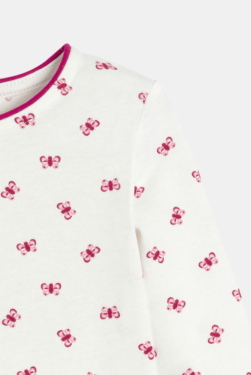 Dors-bien jersey de coton papillons blanc bébé fille