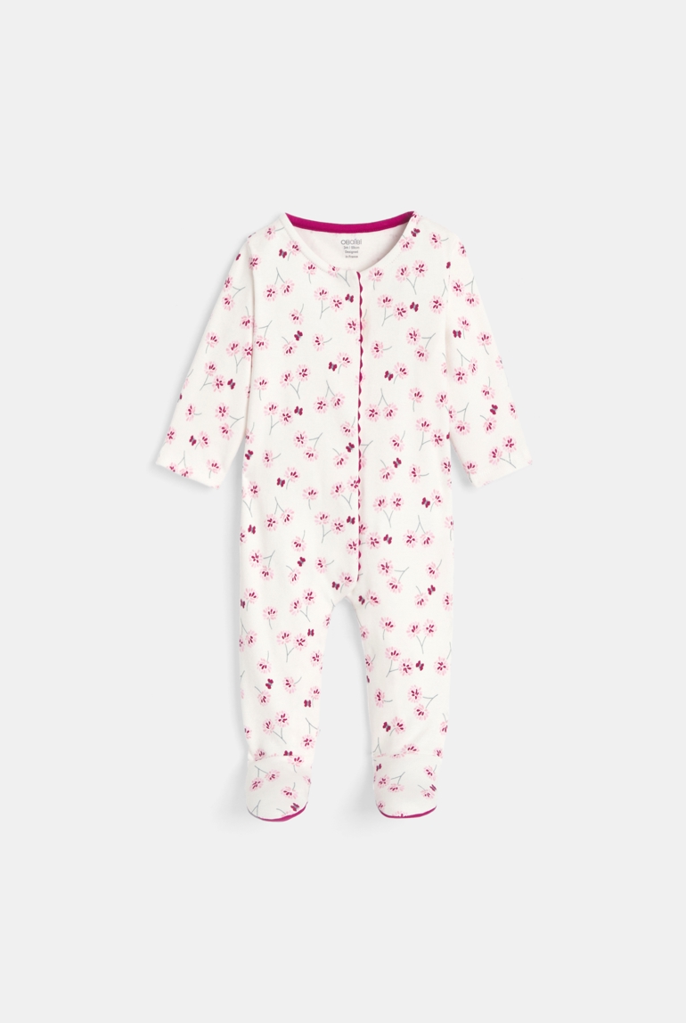 Dors-bien maille fleurs rose bébé fille 1