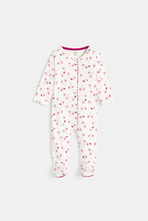 Dors-bien maille fleurs rose bébé fille 1