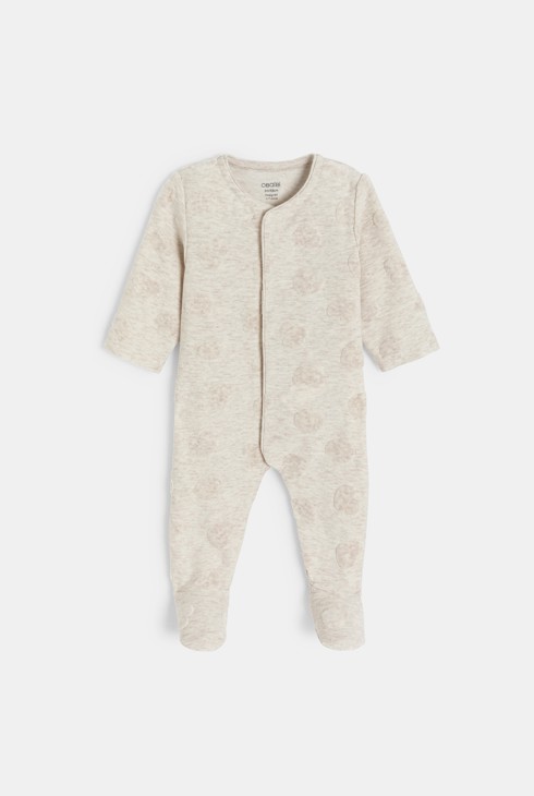 Dors-bien velours jacquard beige bébé fille